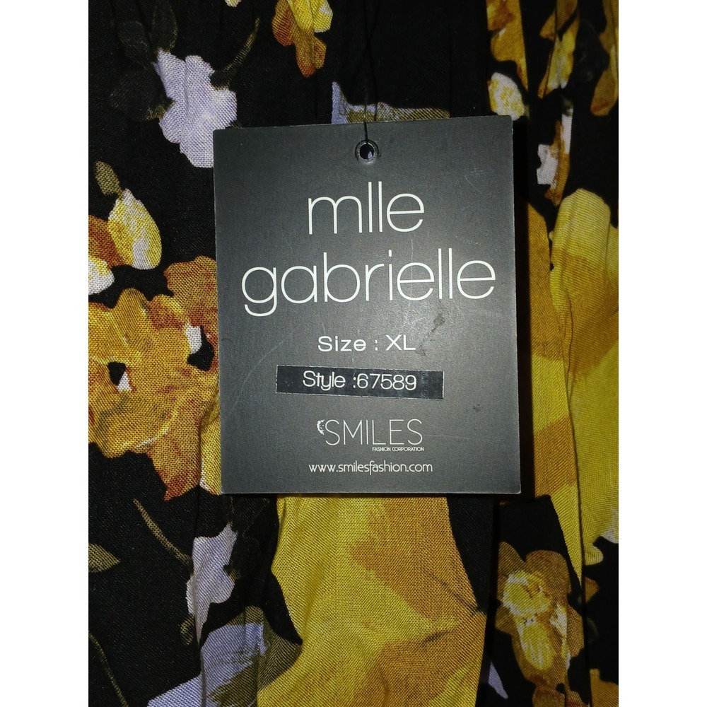 NWT Mile Gabrielle Floral Dress Yellow & Black Women's Sz XL Cottage Core - Picture 3 of 5